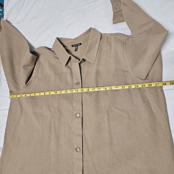 Eileen Fisher Classic Collared Jacket Women Size 2X Brown - Picture 10 of 12